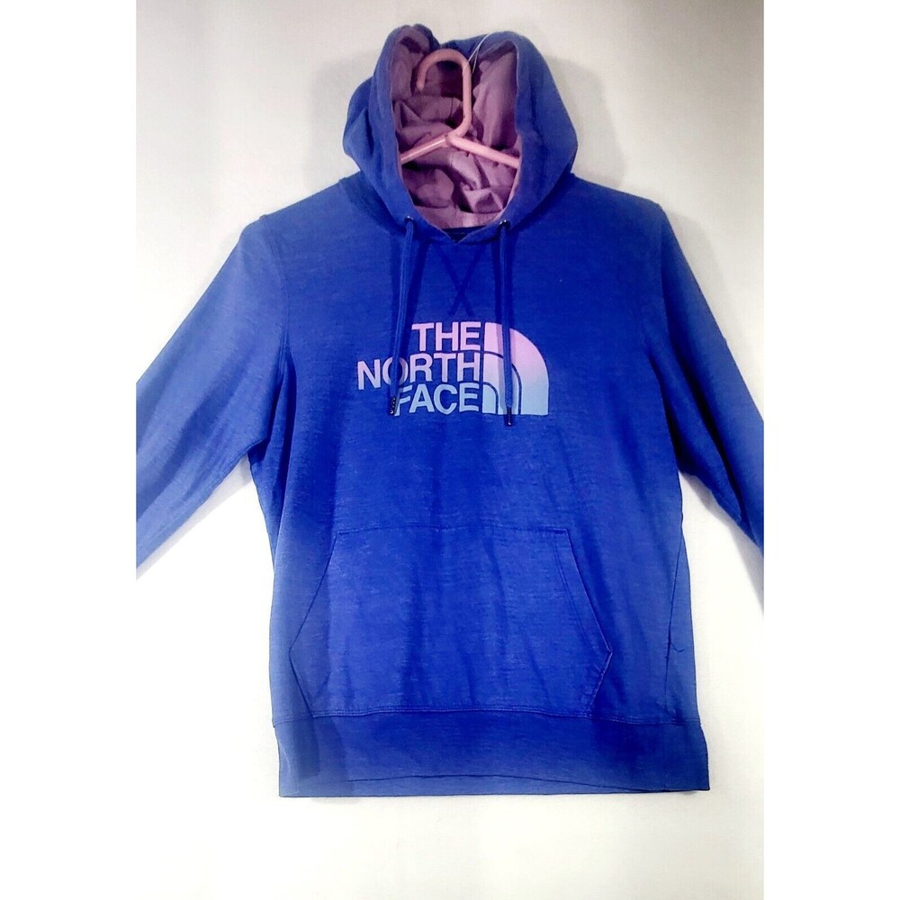 Women's The North Face Pull Over Drawstring Sweater Hoodie Blue Pink- Size L